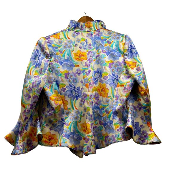 Manzoni Couture 100% Silk Floral Wearable Art Blazer Statement Jacket Sz 14 - Picture 7 of 7